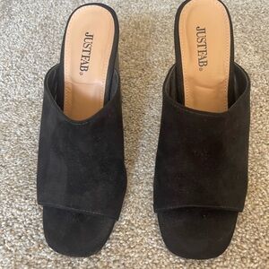 JustFab Elegant Black Mules